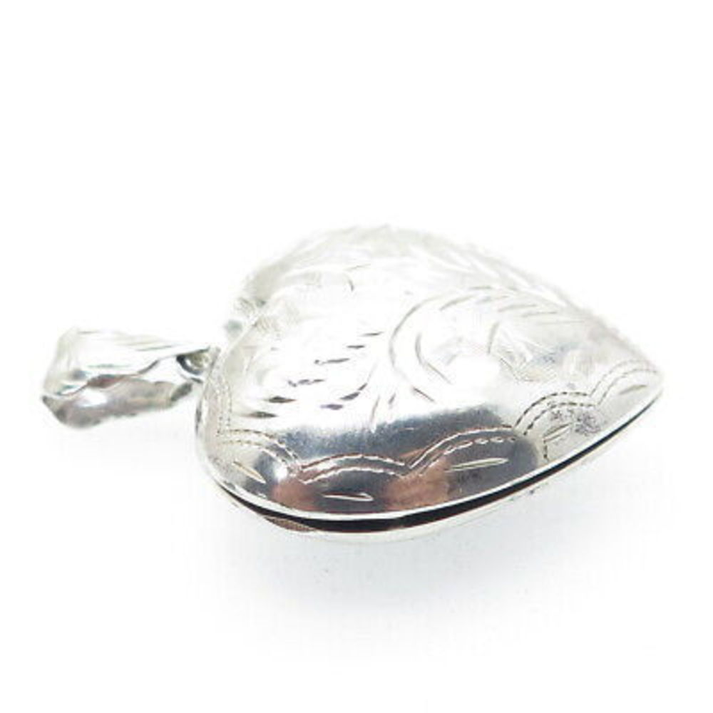 CHARLES WINSTON 925 Sterling Silver Vintage Engraved Heart Locket Pendant - Picture 6 of 7